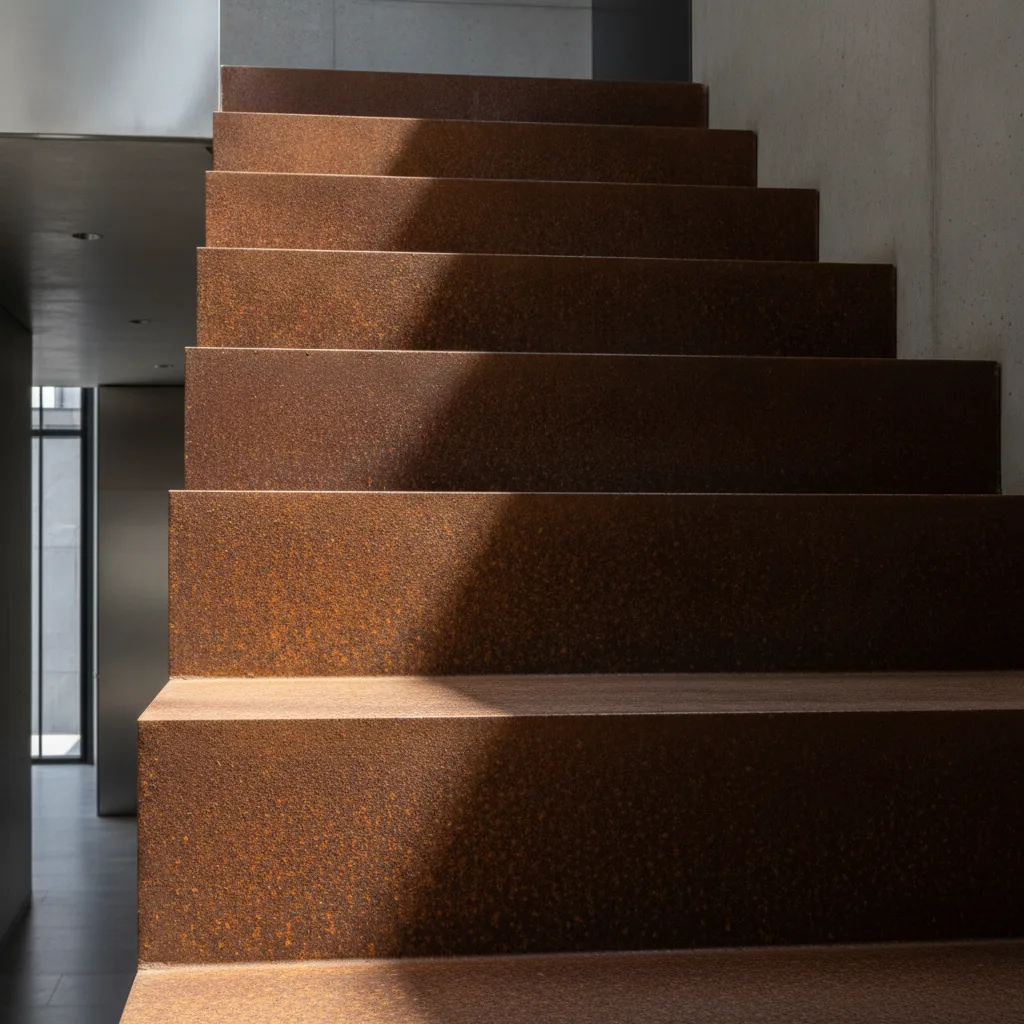 acier corten escalier extérieur